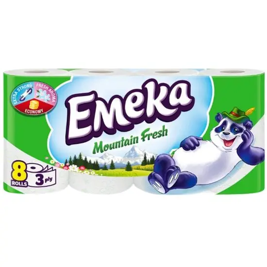 Hartie igienica Emeka, 3 straturi, 8 role, Mountain Fresh Engros