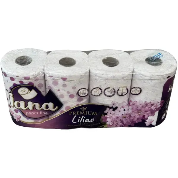 Hartie Igienica Iana Premium, Liliac, 3 Straturi, 8 Role, 19 m, 145 Foi, Elcadis