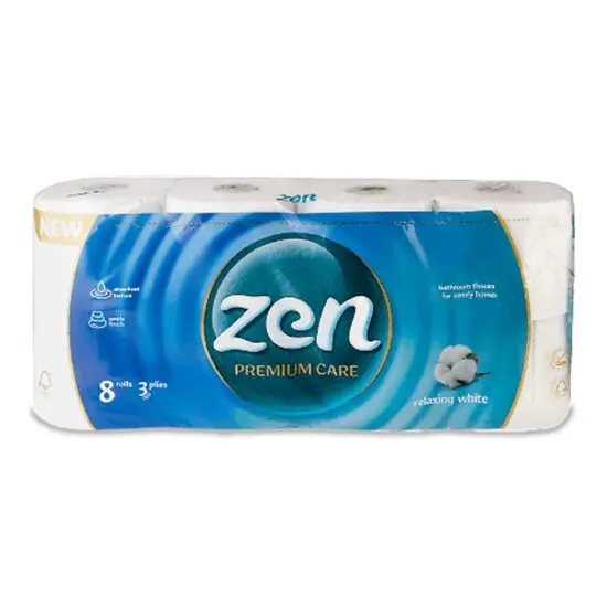 Hartie igienica Premium Zen Relaxing white 3 straturi - 8role Engros