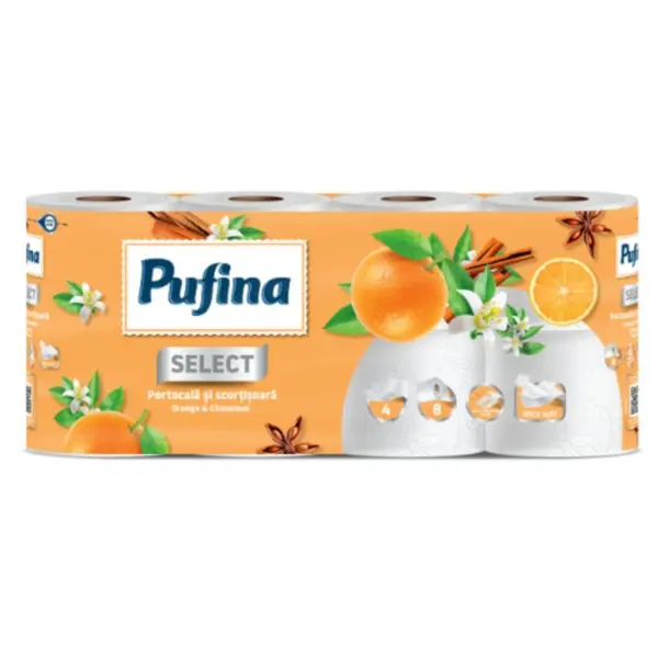 Hartie Igienica Pufina Lux, Portocale si Scortisoara, 4 Straturi, 8 Role