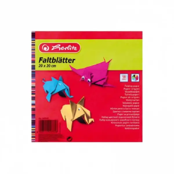 Hartie origami 60 g 20 x 20 cm 100 coli/set Herlitz Hartie origami 60 g 20 x 20 cm 100 coli/set Herlitz