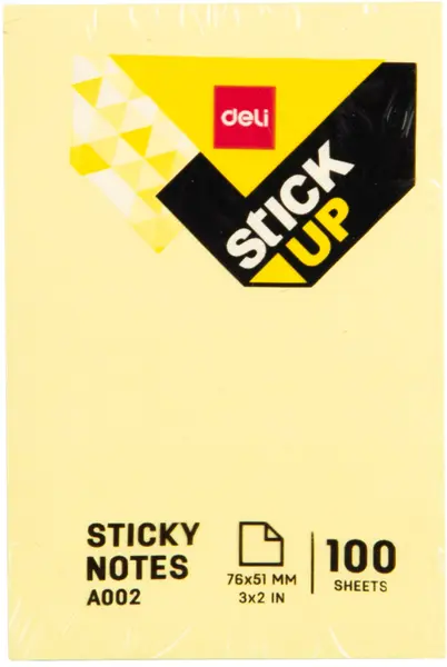Hartie pentru notite Deli - 76 х 51 mm, 100 foi, pastel, galben