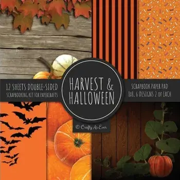 Harvest & Halloween Scrapbook Paper Pad 8x8 Scrapbooking Kit for Papercrafts, Cardmaking, Printmaking, DIY Crafts, Orange Holiday Themed, Designs, Bor/***