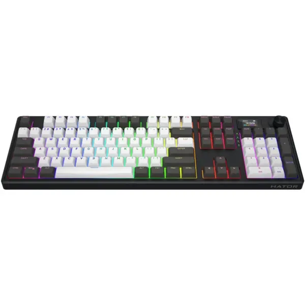 HATOR Tastatura Hator Skyfall 100 PRO, Wireless 2.4Ghz, iluminare RGB, Negru-alb