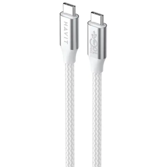 HAVIT Cablu universal de incarcare si date Havit CB6290, USB Type C(T) la USB Type C(T), Lungime1 m, Alb-gri