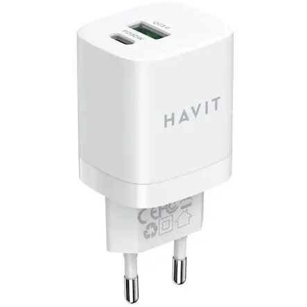 HAVIT Incarcator portabil Havit UC30 EU, cu doua porturi USB-A si USB-C, Alb
