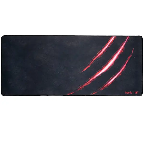 HAVIT Mousepad gaming HAVIT MP860, cauciuc si material textil, cusaturi anti-rupere, 700x300x3mm, Negru-rosu