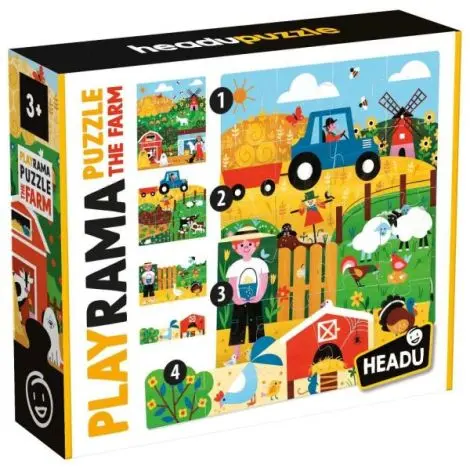 Headu - Puzzle-uri stivuibile Aventura la Ferma pentru copiii de peste 3 ani