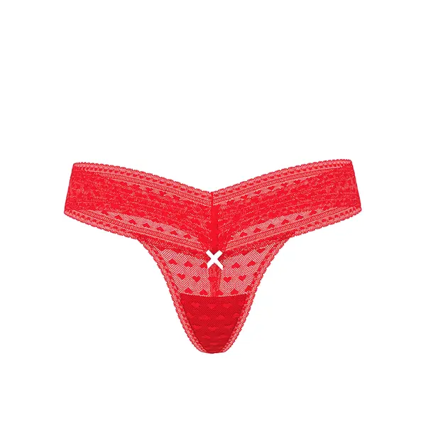 Heart lace thong panty - lipstick S