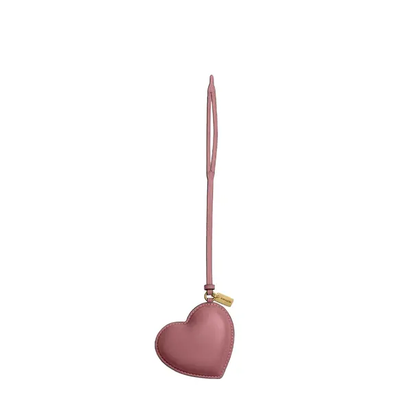 Heart puffy bag charm brass peony