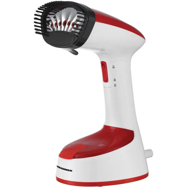 HEINNER Aparat de calcat vertical Heinner Charon HGS-1400RD, 1240-1470W, talpa din inox, abur continuu cu buton blocare, rezervor apa fix, pliabil pentru depozitare usoara, perie inclusa, debit abur 18+-4g/min, capacitate rezervor apa 120ml, Alb-Rosu