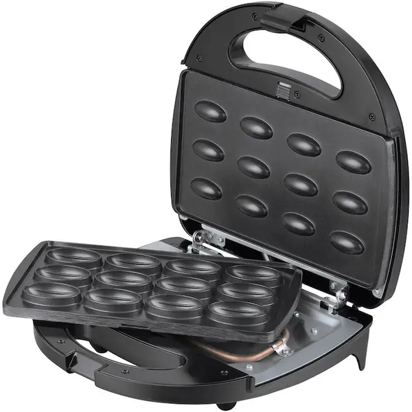 HEINNER Aparat de preparat desert/nuci, Heinner Dessert Supreme HNM-750BKS, 750W, capacitate 12 bucati, placi detasabile, invelis neaderent, manere termoizolate, Negru