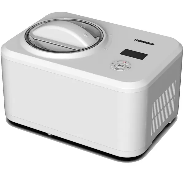 HEINNER Aparat pentru preparat inghetata Heinner Glace HICM-150WHYG, Capacitate bol 1.5L, Compresor incorporat, Dsiplay LED, Timer, Mentinere la rece, Functie iaurt, Bol inghetata detasabil, 150W, Alb