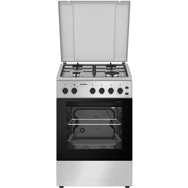 HEINNER Aragaz cu 4 arzatoare Heinner HFSC-S50LITG-SL, volum cuptor 43L, Argintiu
