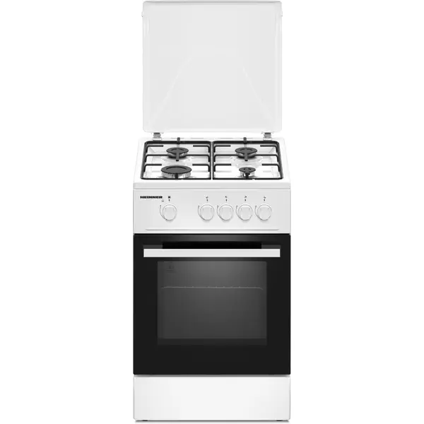HEINNER Aragaz Heinner HFSC-K50WH, Gaz, 4 arzatoare, Duze GPL incluse, Tava si gratar cromat, 50 cm, Alb
