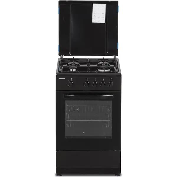 HEINNER Aragaz Heinner HFSC-SME50BK, Gaz, 4 arzatoare, Dispozitiv siguranta plita si cuptor, 50 cm, Negru
