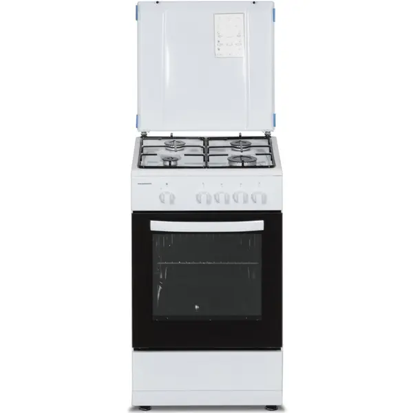 HEINNER Aragaz Heinner HFSC-SME50WH, Gaz, 4 arzatoare, Dispozitiv siguranta plita si cuptor, 50 cm, Alb