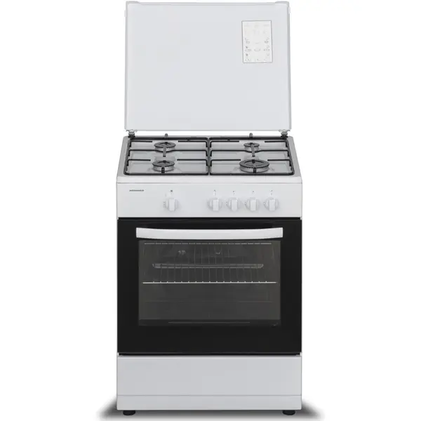 HEINNER Aragaz Heinner HFSC-SME60WH, Gaz, 4 arzatoare, Dispozitiv siguranta plita si cuptor, 60 cm, Alb