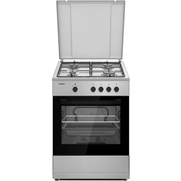HEINNER Aragaz Heinner HFSC-SME66ISL, 60x60cm, gaz, 4 arzatoare, aprindere electrica, Argintiu