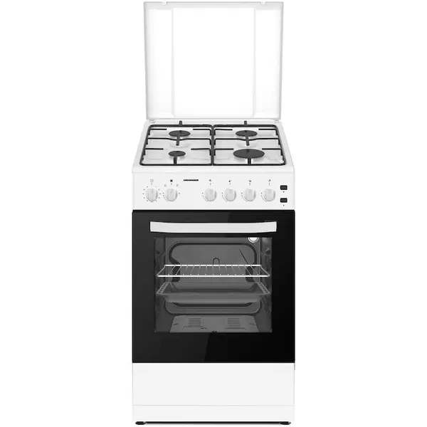 HEINNER Aragaz Heinner HFSC-V60LITGWH, Gaz, 4 arzatoare, Aprindere electrica plita/cuptor, Dispozitiv de siguranta plita/cuptor, Timer, Grill, Lumina cuptor, 60 cm, Alb