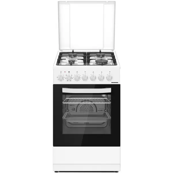 HEINNER Aragaz mixt Heinner HFSC-S65MIXF, Gaz, 4 arzatoare, cuptor electric, 49.8cm, Alb