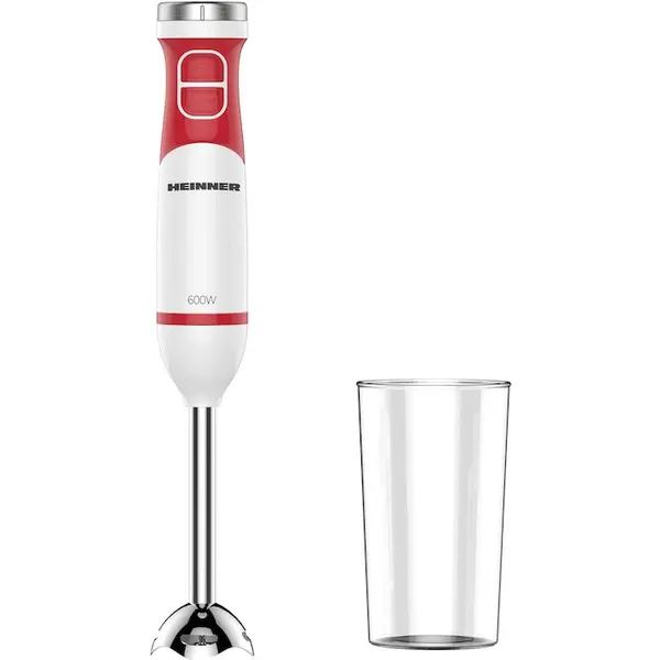 HEINNER Blender de mana Heinner NewFlex-600, putere 600 W, viteza variabila, lame inox, cana mixat 0.5L, alb/rosu