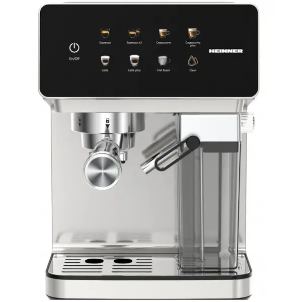 HEINNER Espressor digital cu rezervor lapte Heinner CreamyBlend HEM-LK20DMLK, 1350W, 20 bar, capacitate rezervor apa detasabil 1.6L, rezervor lapte detasabil 0.5L, panoul digital si control tactil, Inox