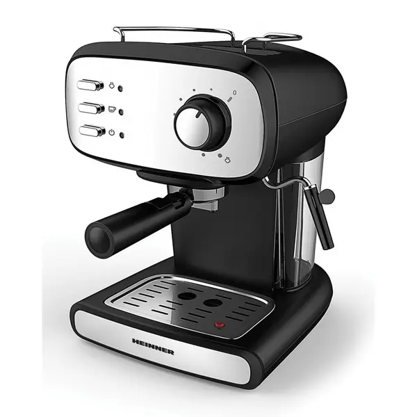 HEINNER Espressor manual Heinner Black Boquette HEM-1100BKX, 850W, 15bar, rezervor detasabil 1.2L, filtru dublu din inox, Negru/Inox