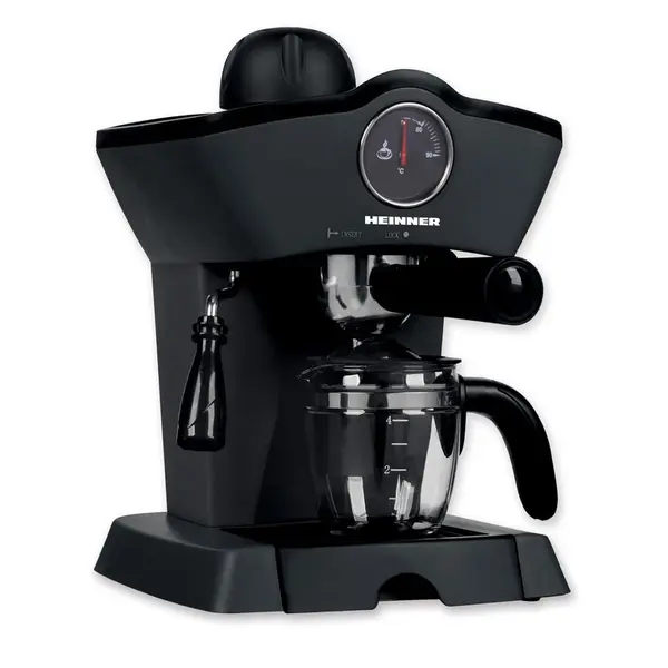 HEINNER Espressor manual Heinner Retro Effect HEM-200BK, 800W, 3.5bar, capacitate rezervor 0.24L, termometru frontal apa, optiuni preparare: espresso si cappuccino, Negru