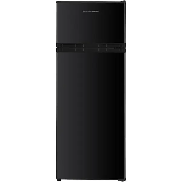 HEINNER Frigider cu doua usi Heinner HF-H2206BKE++, 206 l, Clasa E, lumina LED, 3 rafturi de sticla, H 143 cm, Negru