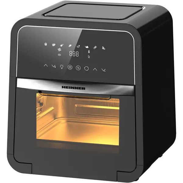HEINNER Friteuza cu aer cald Heinner Masterfry HAF-B12BK2000, 2000w, functie cuptor, capacitate: 12l, display digital cu control touch, timer 60 min, deshidratare 24h, temperatura 30-200 grade, 8 programe presetate, 3 nivele de gatire, oprire automata, N