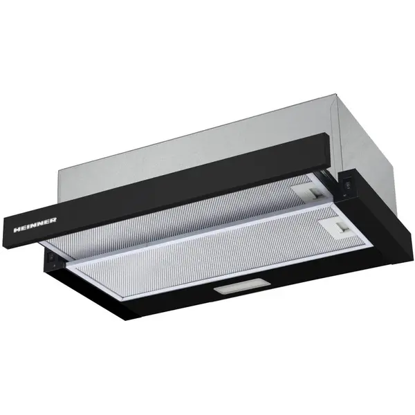 HEINNER Hota incorporabila telescopica Heinner HTCH-F400BK, Putere de absorbtie 358.4 m3/h, 1 motor, Iluminare LED, 59.5 cm, Negru