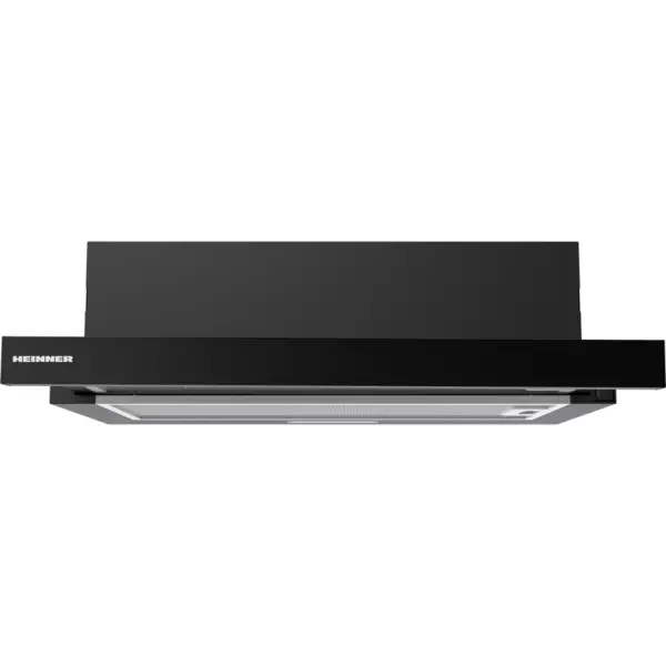 HEINNER Hota telescopica Heinner HTCH-MD400GBK, 60cm,400 m3/h, 2 trepte de viteza, motor: 1 x 45w, lumina led: 1 x 1.5w, 2 filtre aluminiu, diametru tub de evacuare: 150 mm, Negru+sticla