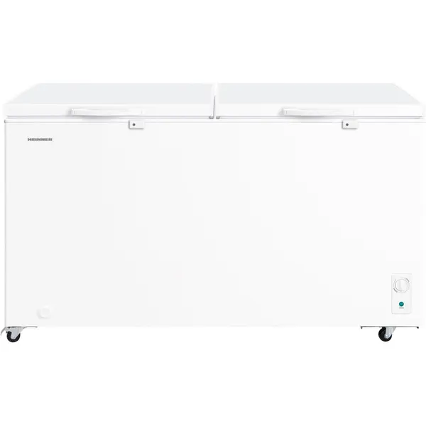 HEINNER Lada frigorifica Heinner HCF-M508INVCE++, 508 L, Clasa E, Convertibila(Frigider/Congelator), Compresor inverter, Control mecanic, Termostat ajustabil, Luminare LED, Maner extern cu incuietoare, 2 cosuri, Rezistenta la frig, Alb