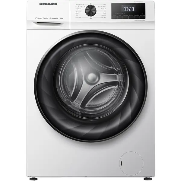 HEINNER Masina de spalat rufe Heinner HWM-H8014INVA++, 8 kg, 1400 rpm, Clasa A, Motor Inverter, Display digital, Blocare acces copii, Alb