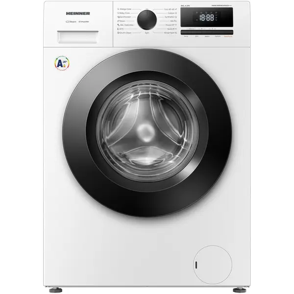 HEINNER Masina de spalat rufe Heinner HWM-HME8014IVA20+++, 8 KG, 1400 RPM, Clasa A-20%, motor inverter, Display digital, Program Allergy steam, Alb