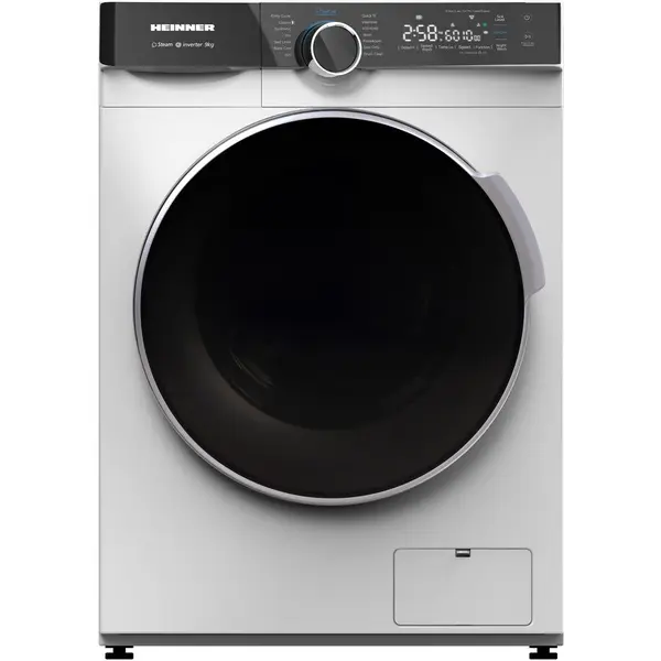 HEINNER Masina de spalat rufe slim cu uscator Heinner HWDM-M814IVKB, Spalare 8 kg, Uscare 6 kg, 1400 rpm, Clasa B, Motor Inverter, Display LED, Control Touch, Alb