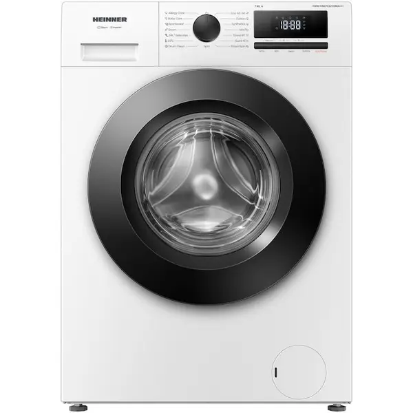 HEINNER Masina de spalat rufe slim Heinner HWM-HMN7012IVSMA, 7 kg, 1200 RPM, Clasa A, Motor inverter, 15 programe, Program rapid 15 min, Program allergy steam, Program baby steam care, Functie adaugare rufe, Blocare acces copii, Alb