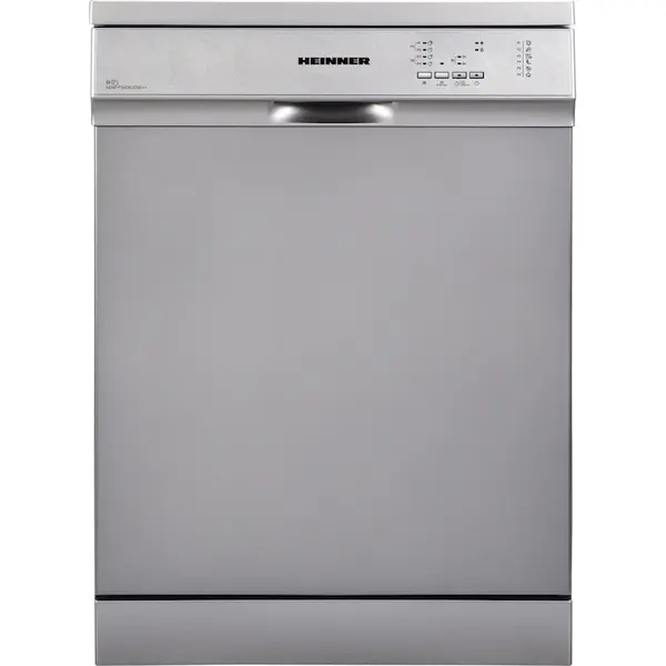 HEINNER Masina de spalat vase Heinner HDW-FS6062DSE++, 12 seturi, 6 programe, Clasa E, Aquastop, Pornire programata, 60 cm, Argintiu