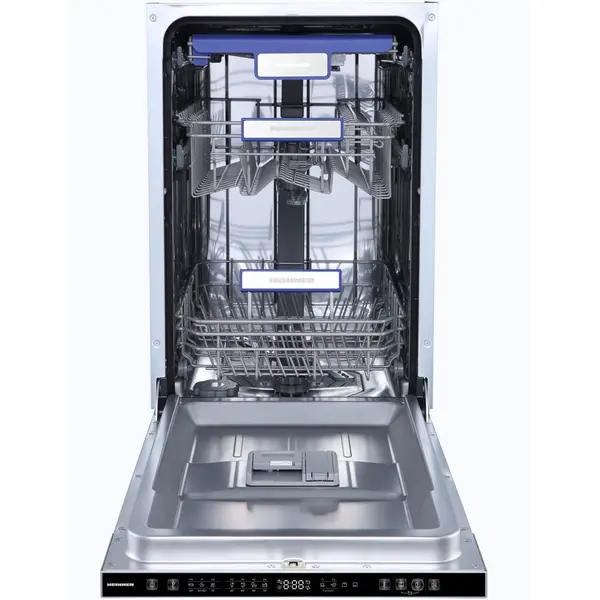 HEINNER Masina de spalat vase incorporabila Heinner HDW-BIM45710AD+++, 10 seturi, 7 programe, Display LED, Auto-door opening, Aquastop, Clasa D, 45 cm, Inox