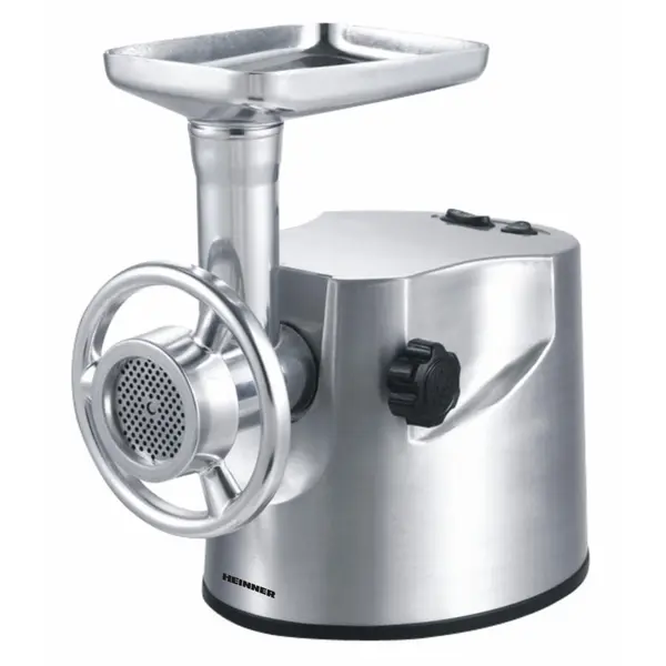 HEINNER Masina de tocat Heinner PowerMix 2000 XMG-2000, 2000W, capacitate de tocare: 2kg/min, cutit din inox, 3 site de tocare metalice 0.3/0.5/0.7 cm, functie reverse, accesoriu pentru kibbe si carnati, Aluminiu
