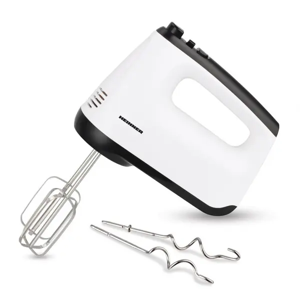 HEINNER Mixer de mana Heinner White Orchid HM-400WHBK, 400W, 6 viteze + Turbo, teluri si carlige din inox, Alb/Negru