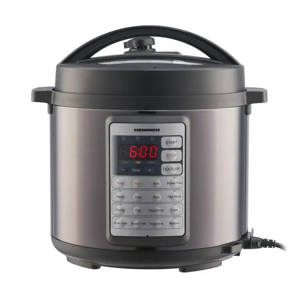 HEINNER Multicooker cu gatire sub presiune Heinner Alacarte 38BK HPCK-38BK, 1000W, 5.7l, 14 programe, gatire sub presiune, presiune maxima 80 kPa (0.8 bar), afisaj LED, Negru/Inox