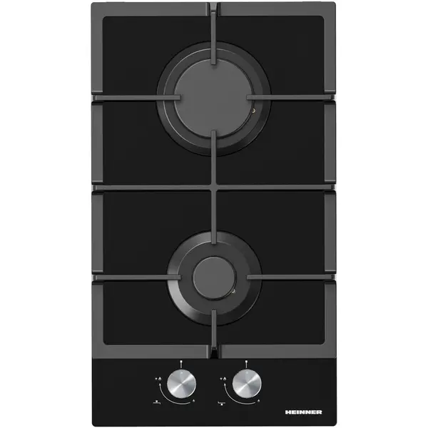 HEINNER Plita incorporabila Heinner HBH-M302FGBK, Gaz, 2 arzatoare, Gratar fonta, Aprindere electrica, Dispozitiv de siguranta, 30 cm, Sticla neagra