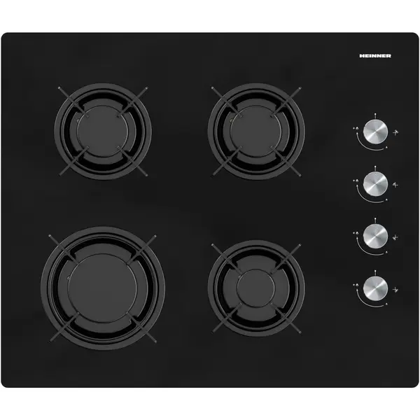 HEINNER Plita incorporabila Heinner HBH-M402IEGBK, Gaz, 4 arzatoare, Aprindere electrica, Dispozitiv de siguranta, 60 cm, Sticla neagra