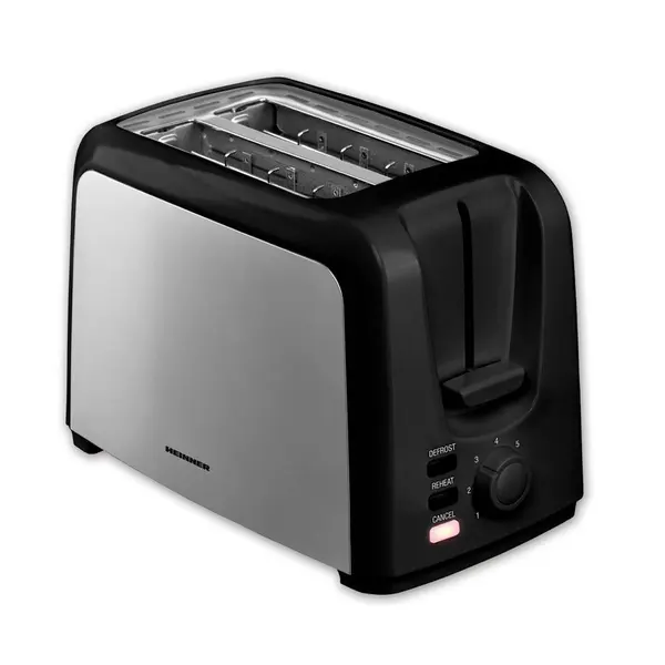 HEINNER Prajitor de paine Heinner HTP-700BKSS, 750W, functii decongelare, reincalzire, anulare, 6 nivele de rumenire. Negru-Inox