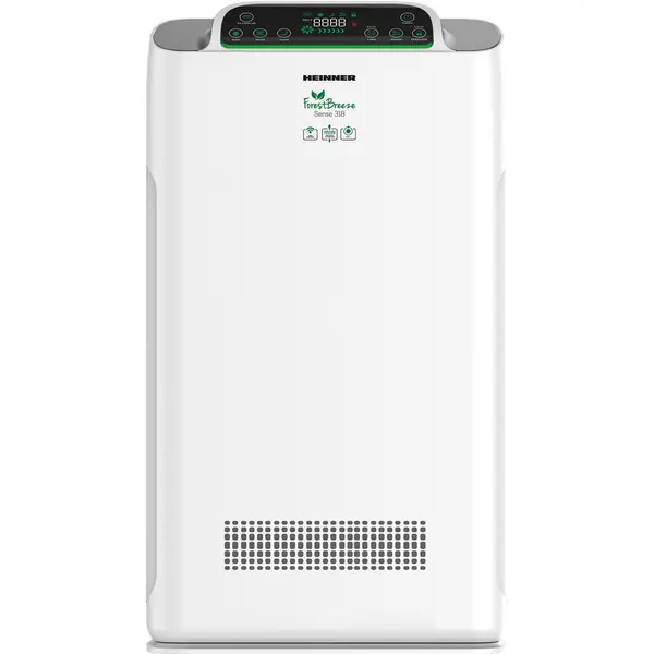 HEINNER Purificator de aer Heinner HPA-318WIFI, CADR 318m³/h, 38 m², Control tactil cu display, Control WIFI, telecomanda, filtru HEPA H11, Generator ioni negativi, Senzor PM 2.5, Verde/Galben/Rosu