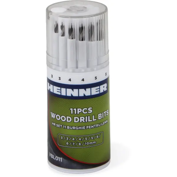 HEINNER Set 11 burghie pentru lemn Heinner VBL011, 3-10 mm dimensiune burghie