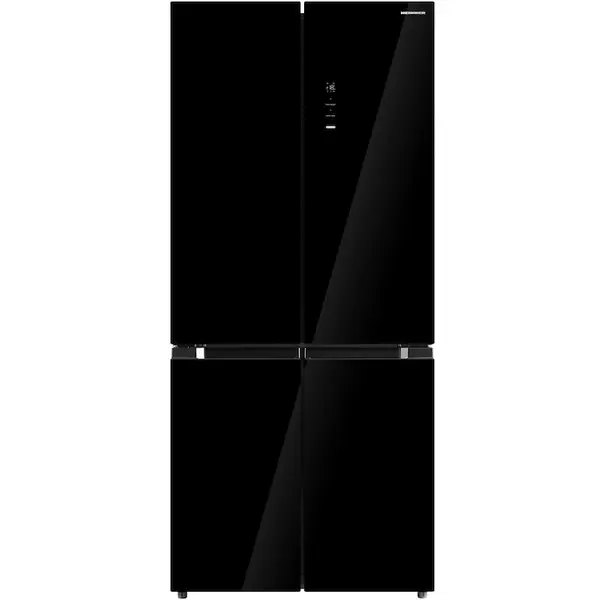 HEINNER Side by side multidoor Heinner HSBS-M515MDINVHGBKE++, 515 l, Clasa E, No frost, Compresor inverter, Display touch, Tehnologie inoxcool, Compartiment cu temp. variabila, H 189.8cm, Usi sticla neagra/Cabinet negru