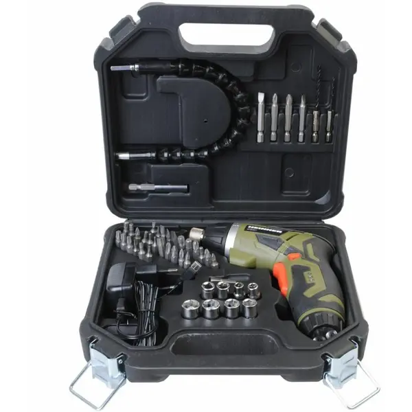 HEINNER Surubelnita pe acumulator Heinner ATE001, 3.6 V, 4 Nm, 6+1 trepte torsiune, 28 biti 25 mm, 4 biti 50 mm, 2 burghie, 8 capete tubulare, suport magnetic bit, prelungitor flexibil, adaptor, incarcator